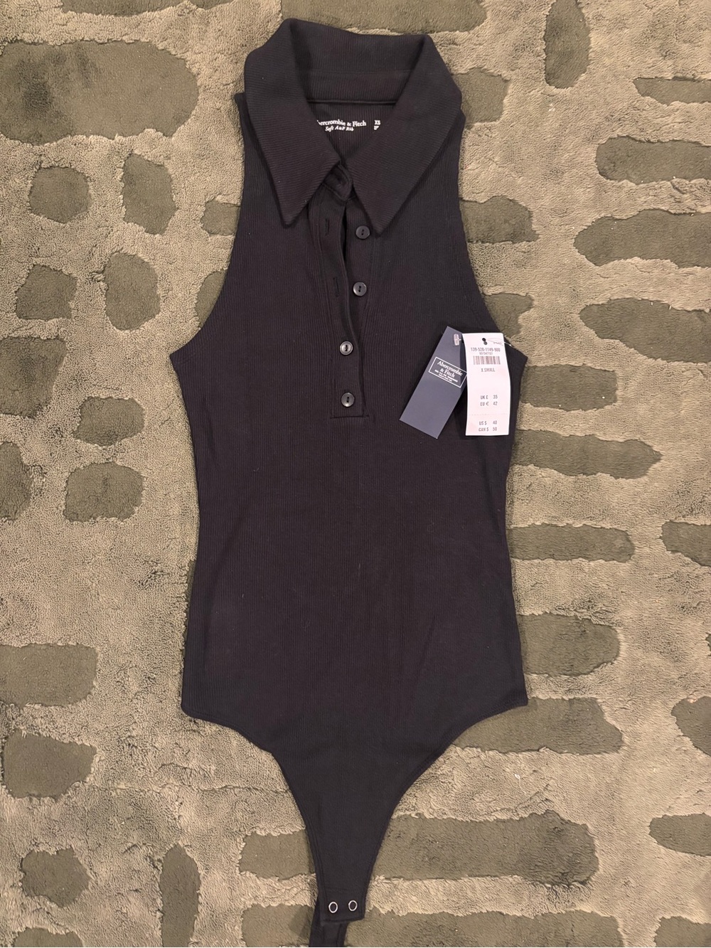 Abercrombie & Fitch Black Ribbed Henley Bodysuit